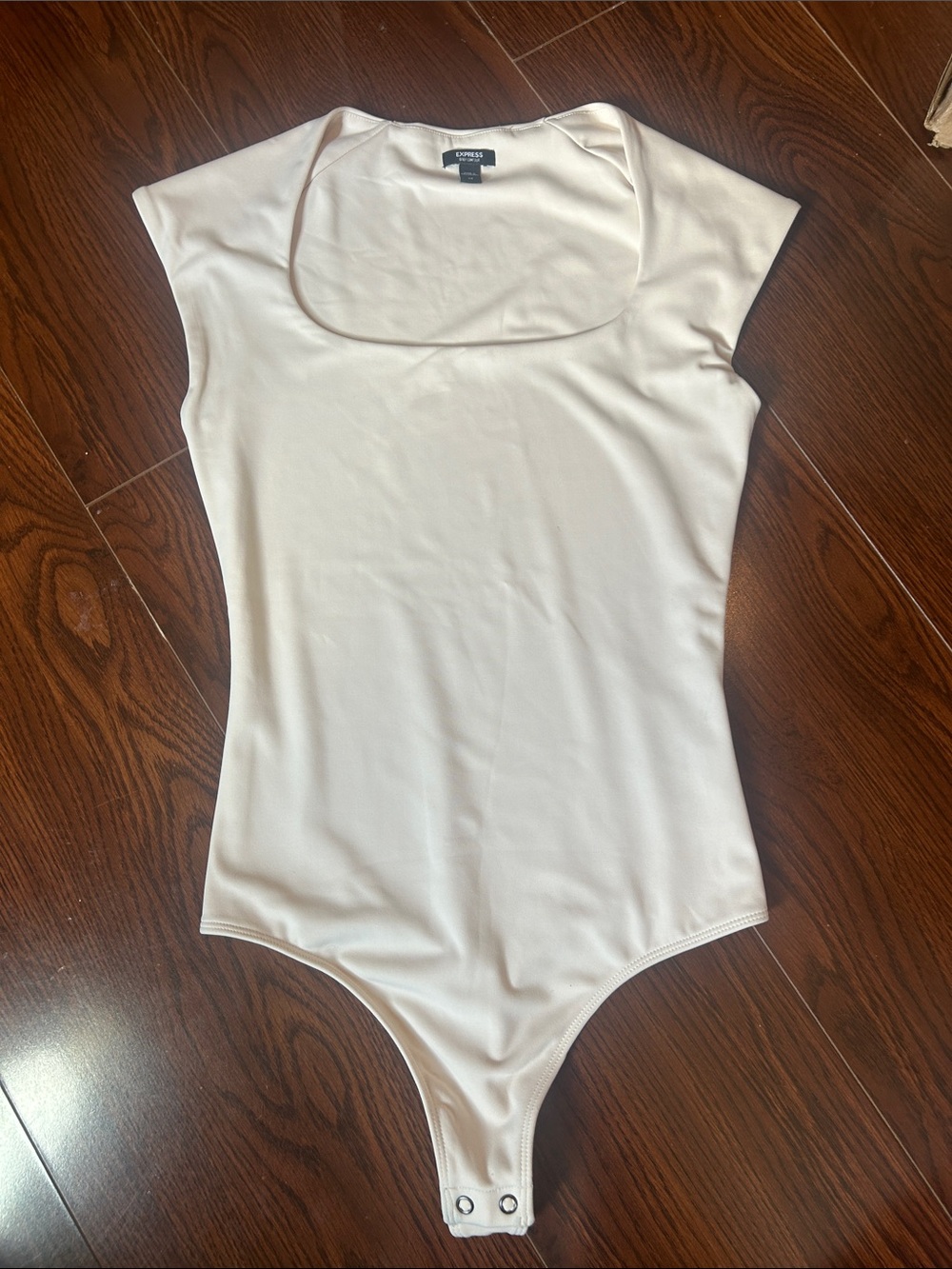 Express Cream Square Neck Cap Sleeve Bodysuit
